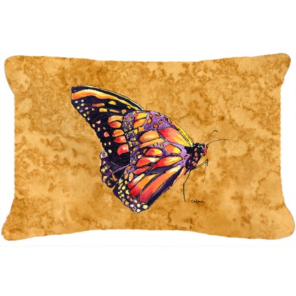 Jensendistributionservices 12 x 16 In. Butterfly on Gold Indoor & Outdoor Fabric Decorative Pillow - MI2554112