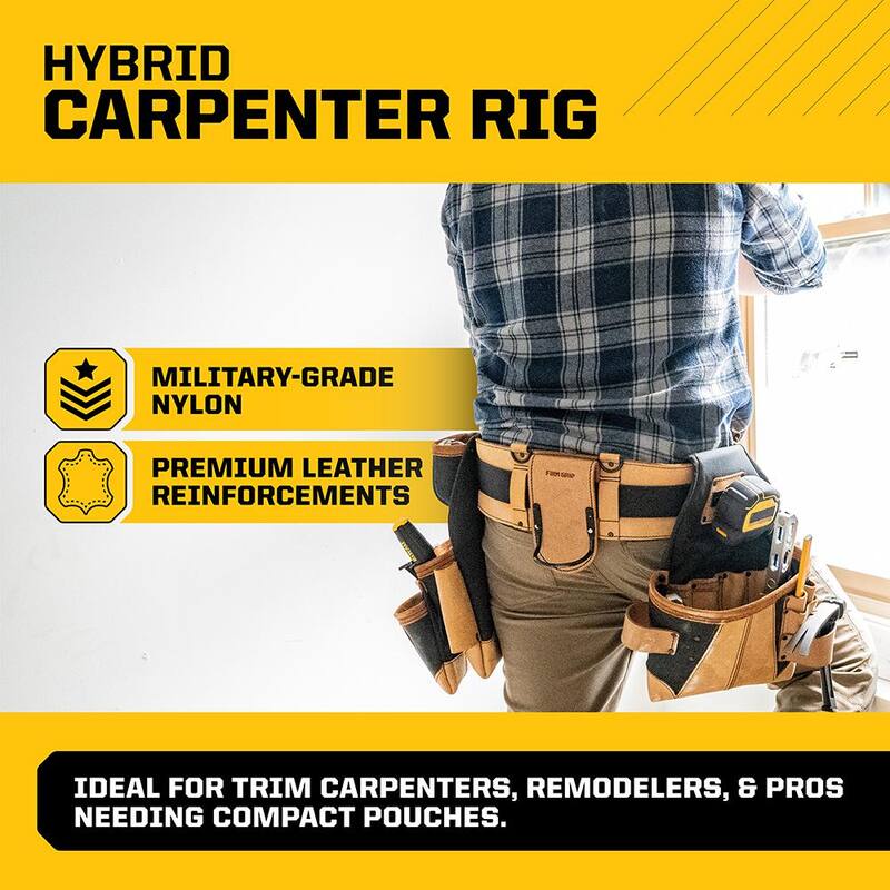 FIRM GRIP Build-A-Rig Hybrid Leather/Nylon Carpenter Tool Rig - Size Small/Medium - FG-50888-GHS
