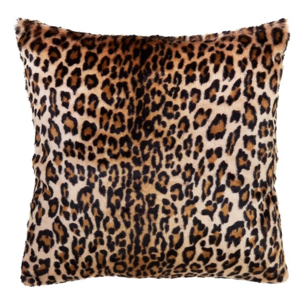 Rlm Distribution SARO 18 in. Square Down Filled Poly Throw Pillow with Cheetah Print Faux Fur Design - Brown - HO2657335