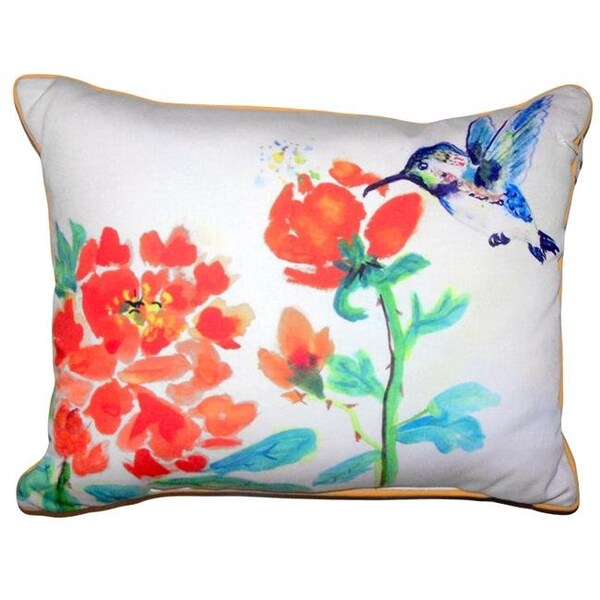 Betsy Drake Betsy Drake SN630 11 x 14 in. Hummingbird & Red Flower Small Outdoor & Indoor Pillow - SN630