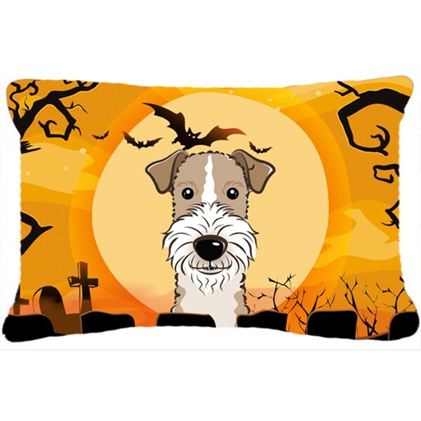 Carolines Treasures Halloween Wire Haired Fox Terrier Fabric Decorative Pillow - BB1805PW1216