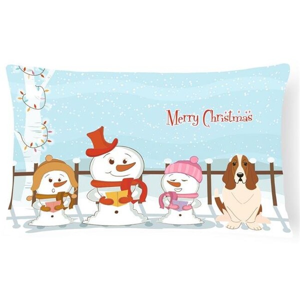 Carolines Treasures Carolines Treasures BB2352PW1216 Merry Christmas Carolers Basset Hound Canvas Fabric Decorative Pillow - BB2352PW1216