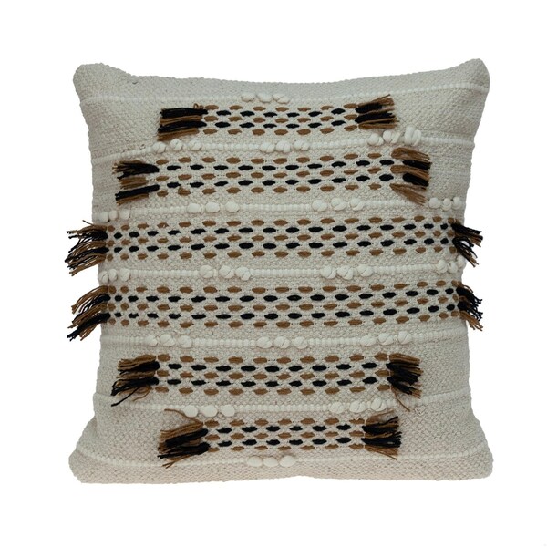 Homeroots 17.72 x 17.72 x 4 in. Creamy & Beige Textured Throw Pillow - 383181