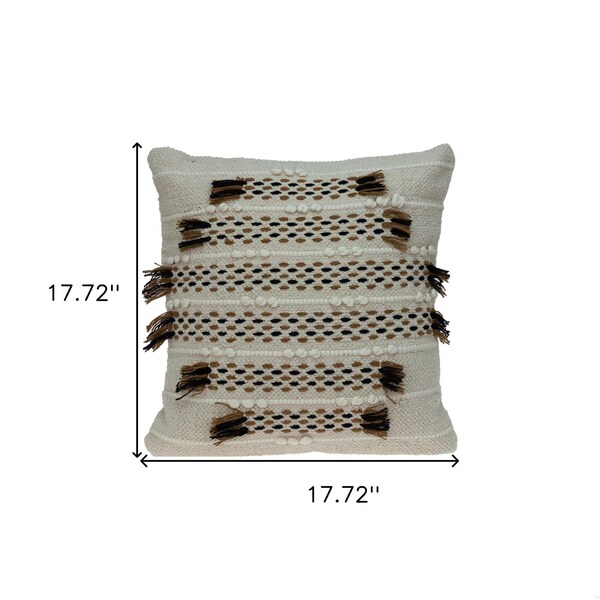 Homeroots 17.72 x 17.72 x 4 in. Creamy & Beige Textured Throw Pillow - 383181