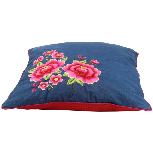 Heritage Lace 20 x 20 in. Pip Studio Multi Flower Pillow Cover, Denim - 51.040.089