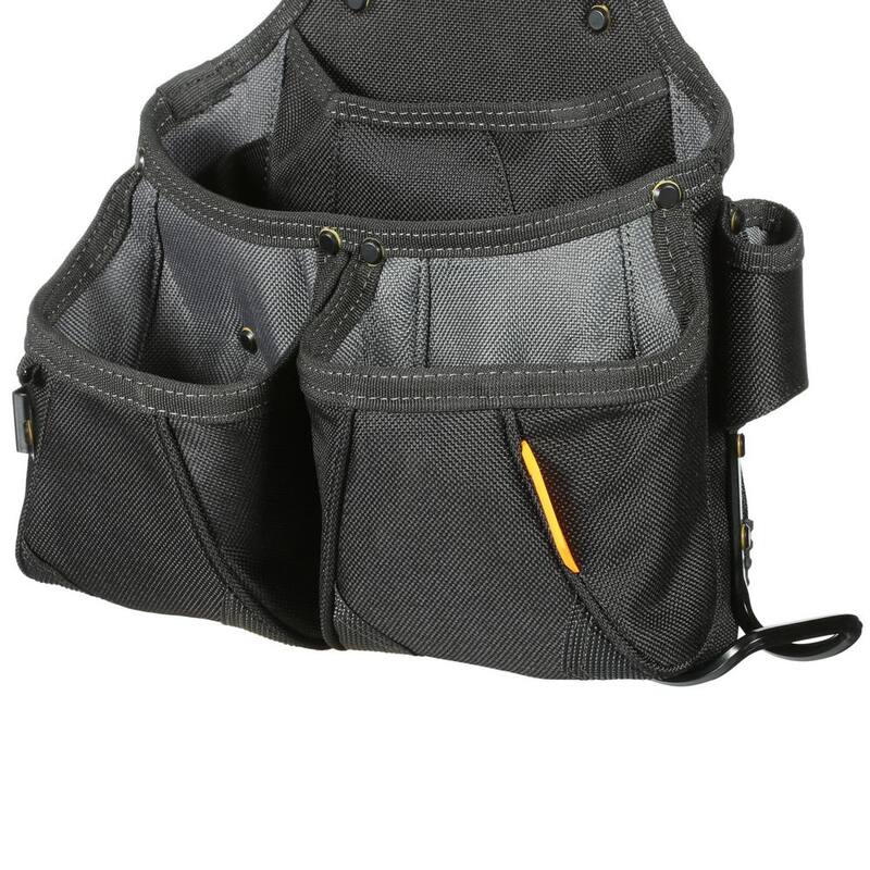 TOUGHBUILT ClipTech Framer's Pouch in Black with robust, 9-pocket construction and heavy duty hammer and pry bar loops - TB-CT-02