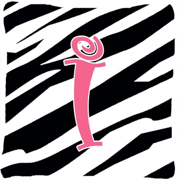 Carolines Treasures Carolines Treasures CJ1037-IPW1414 14 x 14 in. Monogram Initial I Zebra Stripe and Pink Fabric Decorative Pillow - CJ1037-IPW1414