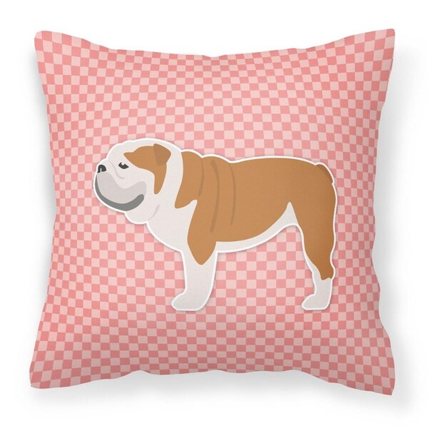 Jensendistributionservices English Bulldog Checkerboard Pink Fabric Decorative Pillow - MI2550112