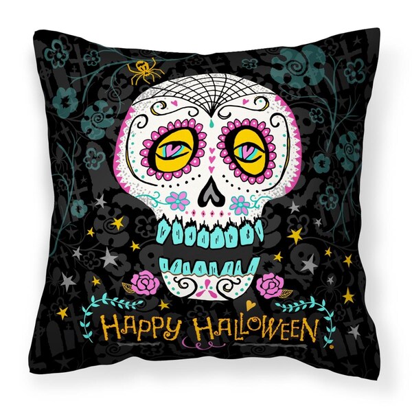 Carolines Treasures Happy Halloween Day of the Dead Fabric Decorative Pillow - VHA3035PW1414