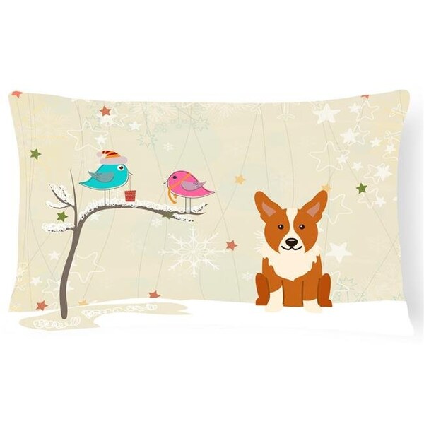 Carolines Treasures Carolines Treasures BB2572PW1216 Christmas Presents Between Friends Corgi Canvas Fabric Decorative Pillow - BB2572PW1216