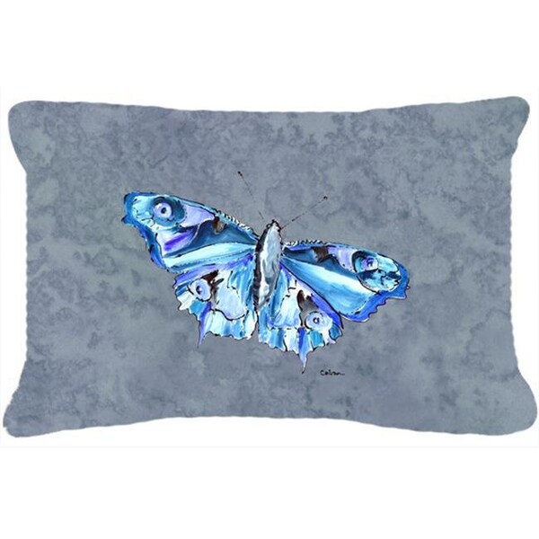 Carolines Treasures Carolines Treasures 8856PW1216 Butterfly On Gray Indoor & Outdoor Fabric Decorative Pillow - 8856PW1216