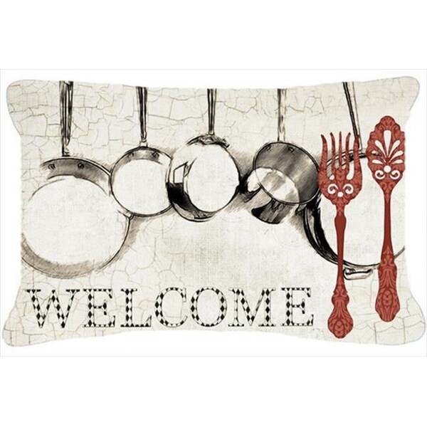 Carolines Treasures Carolines Treasures SB3087PW1216 Pots And Pans Welcome Indoor & Outdoor Fabric Decorative Pillow - SB3087PW1216