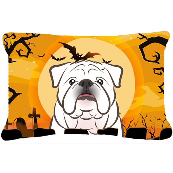Carolines Treasures Halloween White English Bulldog Fabric Decorative Pillow - BB1778PW1216