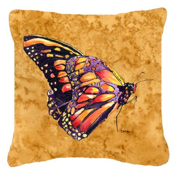 Carolines Treasures Carolines Treasures 8858PW1414 Butterfly On Gold Indoor & Outdoor Fabric Decorative Pillow - 8858PW1414