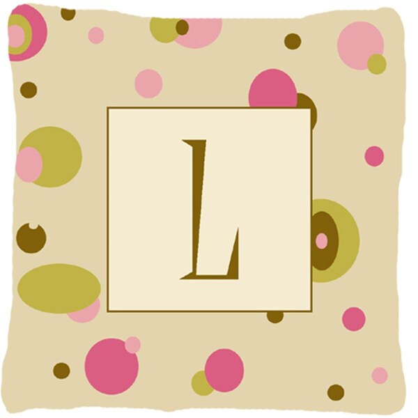 Jensendistributionservices Letter L Initial Monogram - Tan Dots Decorative Indoor & Outdoor Fabric Pillow - MI2556420