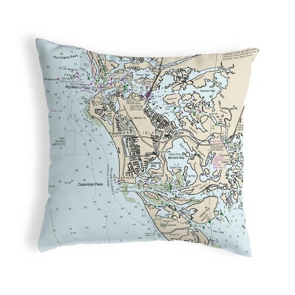 Betsy Drake Betsy Drake KS11429MI 12 x 12 in. Marco Island; FL Nautical Map Non-Corded Indoor & Outdoor Pillow - KS11429MI