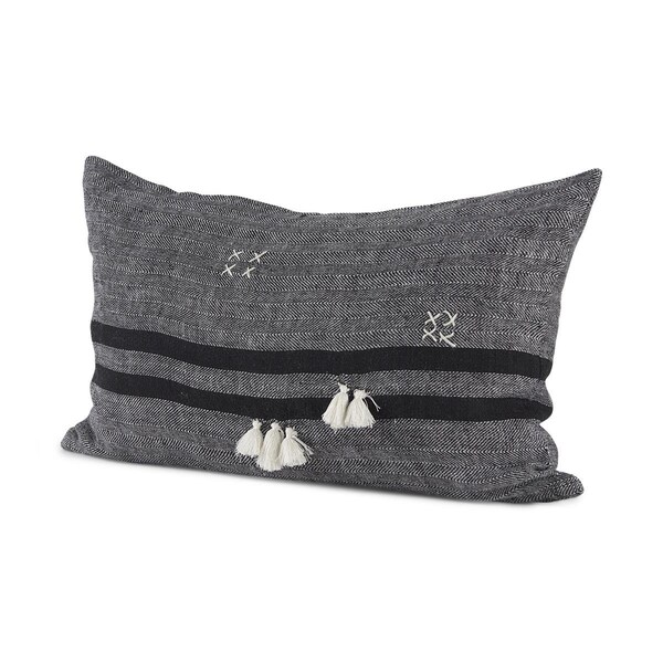 Palacedesigns 13 x 21 x 13 in. Dark Gray Detailed Lumbar Throw Pillow Cover - PA3096352