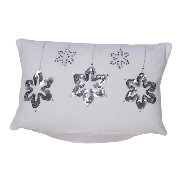Vickerman 12 x 20 in. Silver Flakes White Pillow - QTX17542