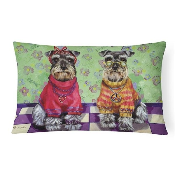 Carolines Treasures Carolines Treasures PPP3333PW1216 12 x 3 x 16 in. Schnauzer Love & Peace Canvas Fabric Decorative Pillow - PPP3333PW1216