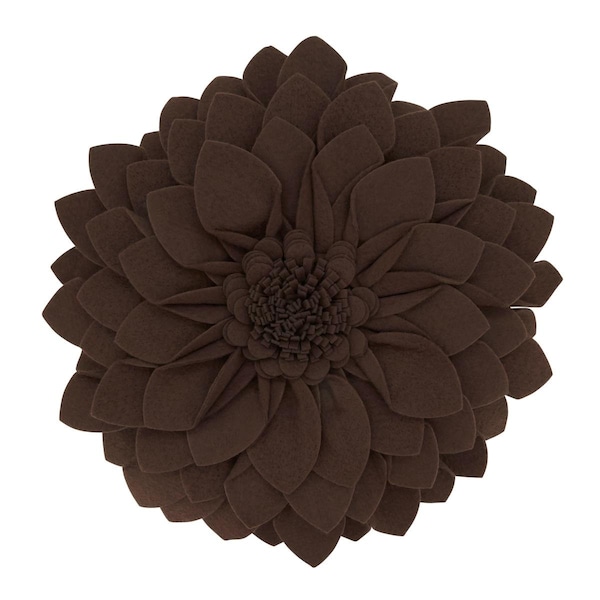 Rlm Distribution 16 x 3 x 16 in. Flower Shaped Felt Throw Pillow Chocolate - HO3200713