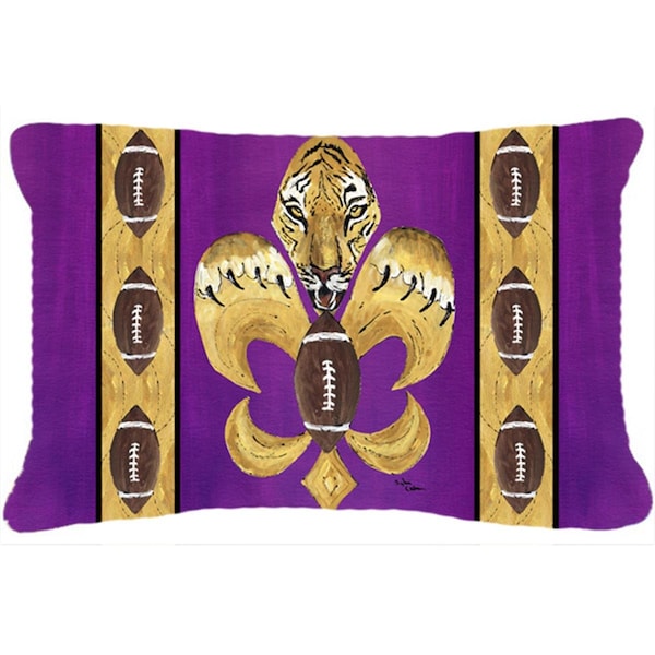 Jensendistributionservices Tiger Football Fleur De Lis Indoor & Outdoor Fabric Decorative Pillow - MI2554049