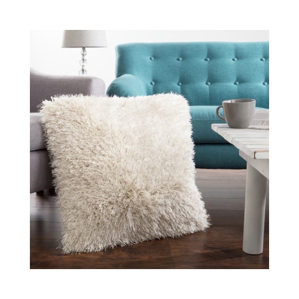 Hastings Home Oversized Floor or Throw Pillow Square Luxury Faux Fur Glam Decor Cushion for Home (Beige) - 594444DVJ