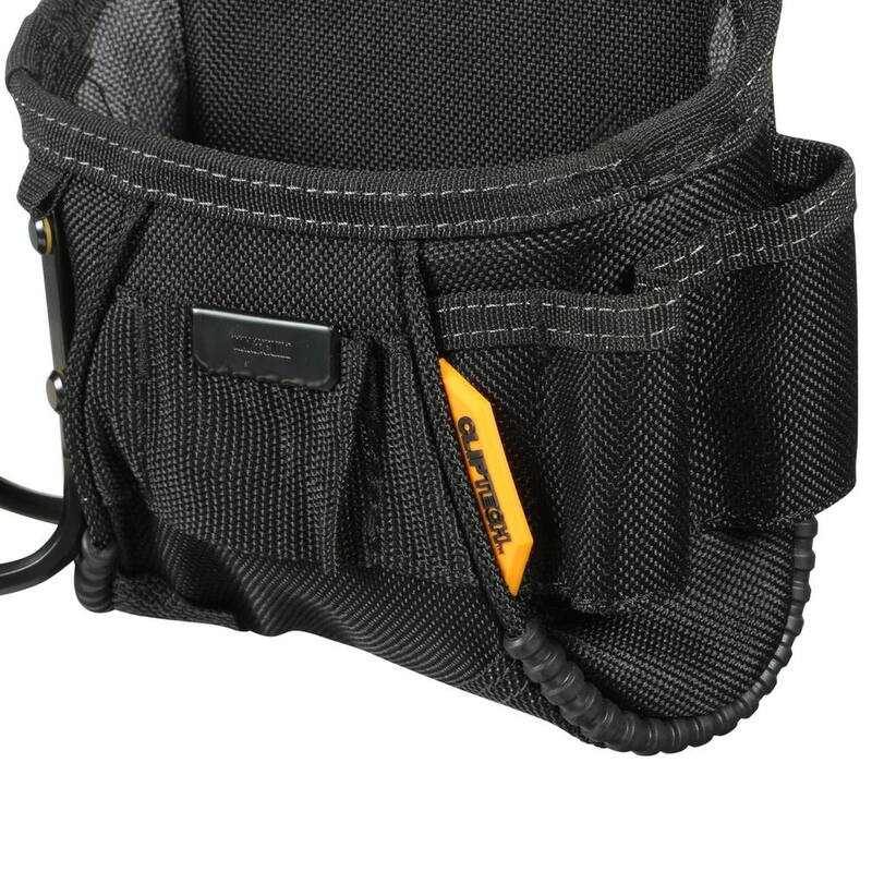 TOUGHBUILT Project Pouch with Hammer Loop, Black with ClipTech and rugged 6-layer rivet-reinforced construction - TB-CT-24