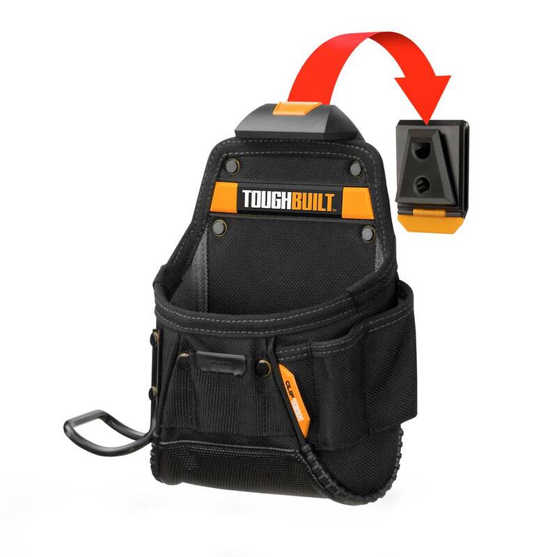 TOUGHBUILT Project Pouch with Hammer Loop, Black with ClipTech and rugged 6-layer rivet-reinforced construction - TB-CT-24