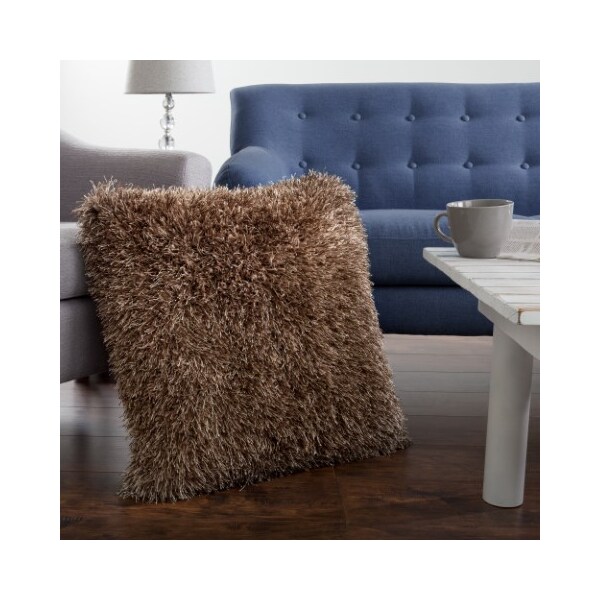 Hastings Home Oversized Floor or Throw Pillow Square Luxury Faux Fur Glam Decor Cushion for Home (Mocha) - 125953LEO