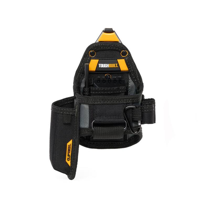 TOUGHBUILT 7-pocket Tape Measure and Utility Knife Pouch, Black with ClipTech Hub notebook, carpenter pencil and carabiner loop - TB-CT-25X