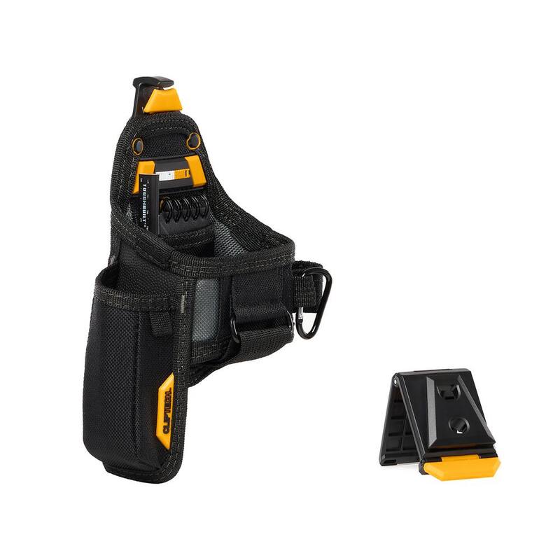 TOUGHBUILT 7-pocket Tape Measure and Utility Knife Pouch, Black with ClipTech Hub notebook, carpenter pencil and carabiner loop - TB-CT-25X