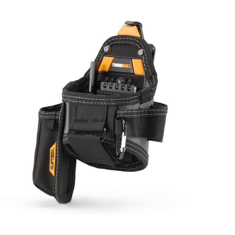 TOUGHBUILT 7-pocket Tape Measure and Utility Knife Pouch, Black with ClipTech Hub notebook, carpenter pencil and carabiner loop - TB-CT-25X