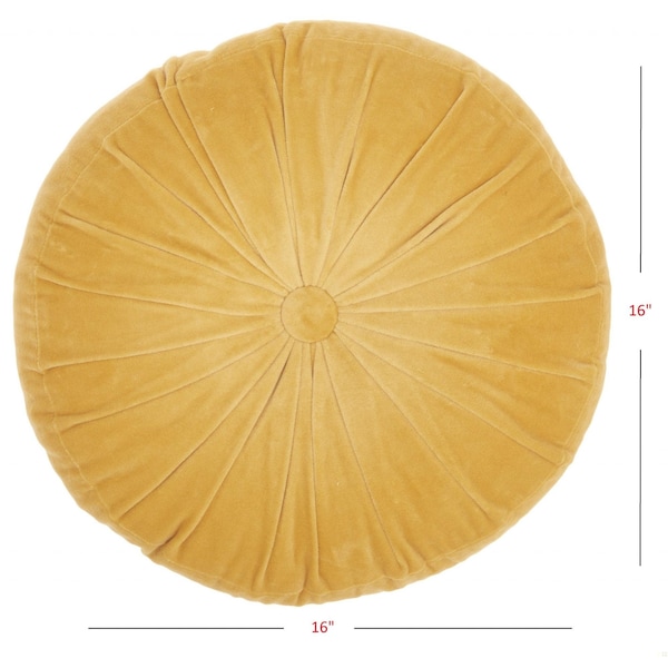 Homeroots 16 x 16 in. Mustard Tufted Round Throw Pillow - 386289