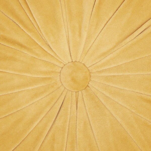 Homeroots 16 x 16 in. Mustard Tufted Round Throw Pillow - 386289