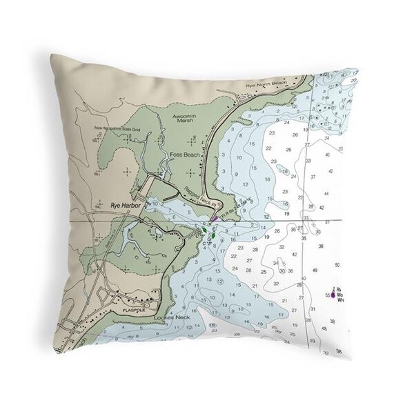 Betsy Drake Betsy Drake NC13283RH 18 x 18 in. Rye Harbor; NH Nautical Map Noncorded Indoor & Outdoor Pillow - NC13283RH