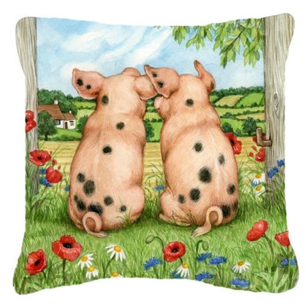Carolines Treasures Carolines Treasures CDCO0354PW1414 Pigs Side by Side Debbie Cook Canvas Decorative Pillow - CDCO0354PW1414