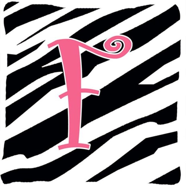 Carolines Treasures Carolines Treasures CJ1037-FPW1414 14 x 14 in. Monogram Initial F Zebra Stripe and Pink Fabric Decorative Pillow - CJ1037-FPW1414