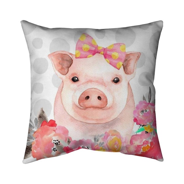Begin Home Decor 20 x 20 in. Pretty Pig-Double Sided Print Indoor Pillow - 5541-2020-CH2-5
