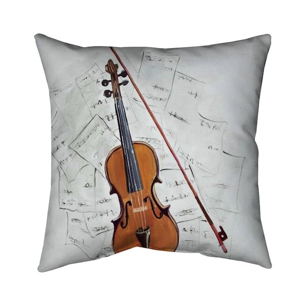 Fondo 20 x 20 in. Violin on Music Sheet-Double Sided Print Indoor Pillow - FO2792998
