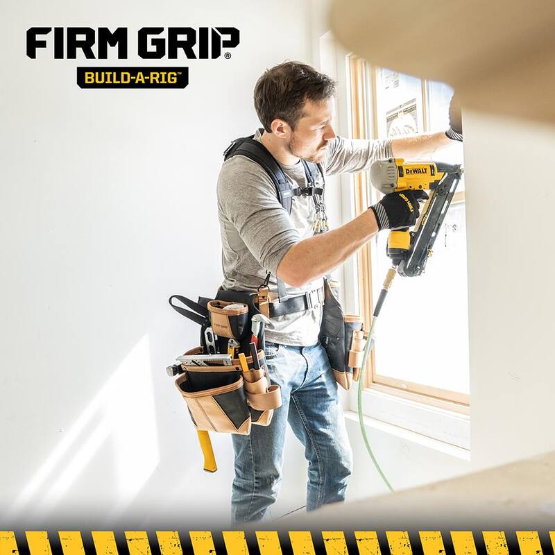 FIRM GRIP Build-A-Rig Hybrid Leather/Nylon Framer Tool Rig - Size Small/Medium - FG-50890-GHS