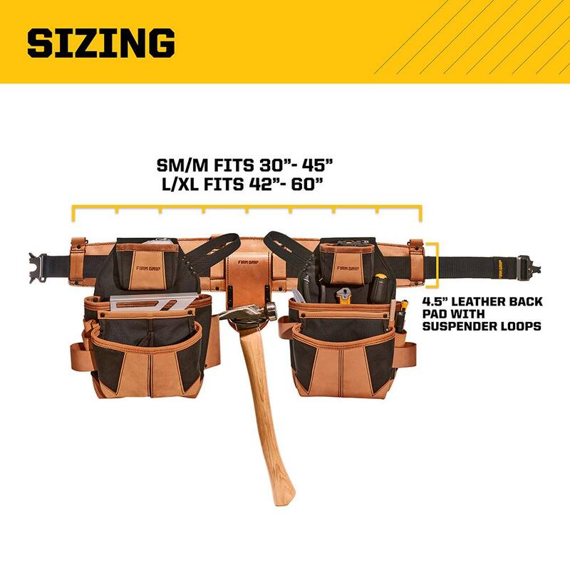 FIRM GRIP Build-A-Rig Hybrid Leather/Nylon Framer Tool Rig - Size Small/Medium - FG-50890-GHS