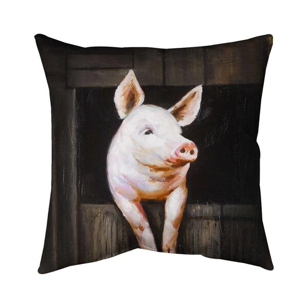 Begin Home Decor 20 x 20 in. Smiling Pig-Double Sided Print Indoor Pillow - 5541-2020-AN161