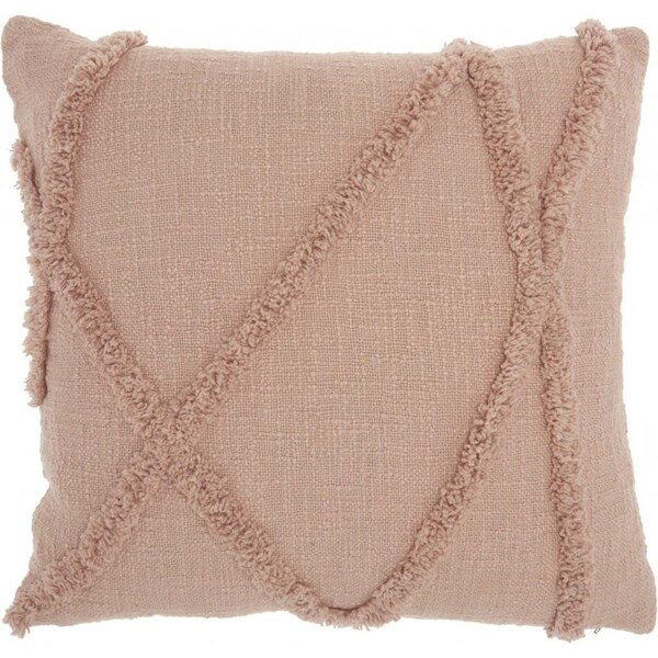 Homeroots 18 x 18 in. Boho Chic Blush Pink Textured Lines Throw Pillow - 386304