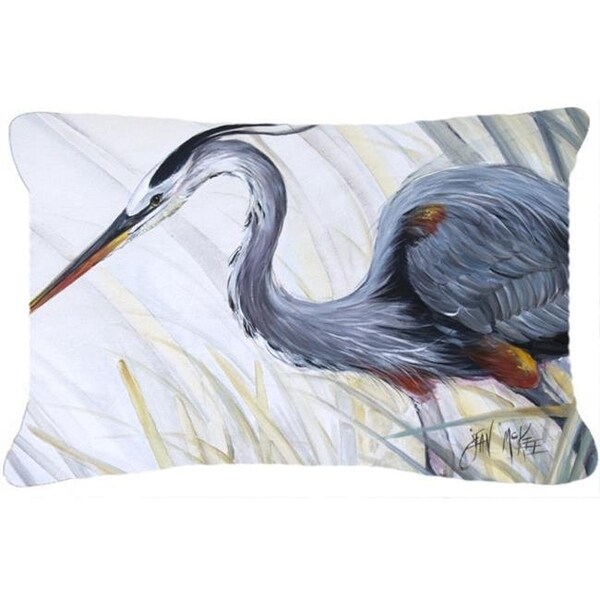 Jensendistributionservices Blue Heron Frog Hunting Canvas Fabric Decorative Pillow - MI251417
