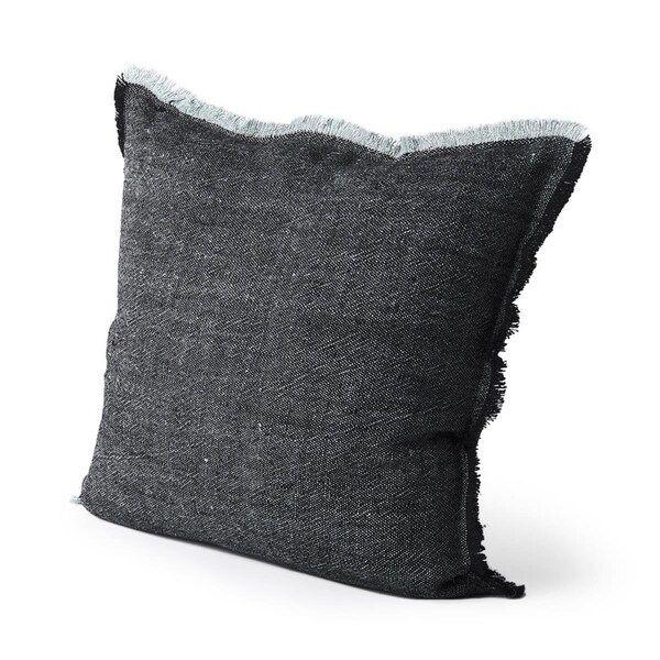 Homeroots 20 x 20 x 20 in. Dark Gray Fringed Throw Pillow Cover - 392302