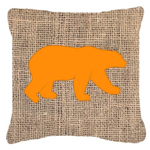 Carolines Treasures Carolines Treasures BB1005-BL-OR-PW1818 Bear Burlap and Orange Indoor & Outdoor Decorative Fabric Pillow - 18 x 18 in. - BB1005-BL-OR-PW1818