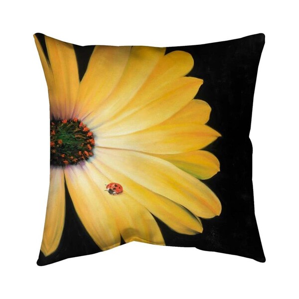 Fondo 20 x 20 in. Yellow Daisy & Ladybug-Double Sided Print Indoor Pillow - FO2794138