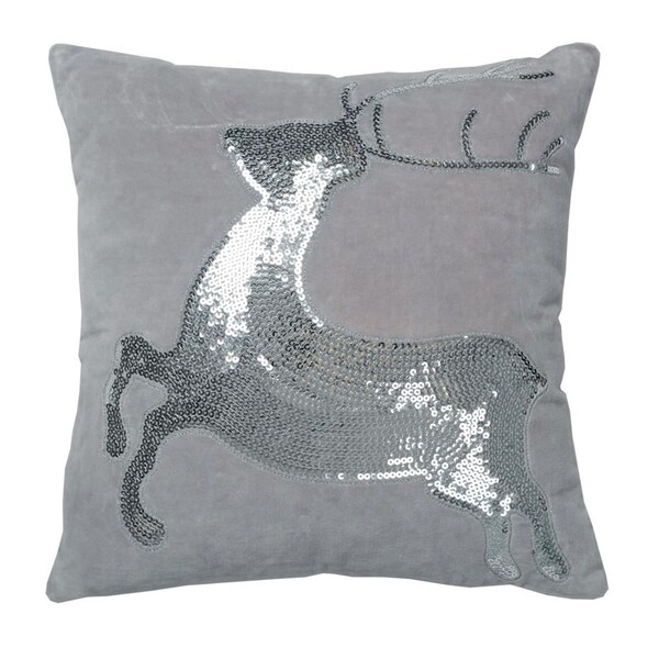 Vickerman 18 x 18 in. White Sparkling Deer Pillow - QTX17491