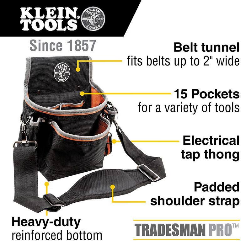 Klein Tools Tradesman Pro 10 in. 15-Pocket Tool Holster in Black - 5243