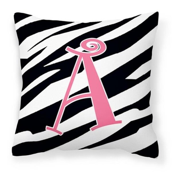 Carolines Treasures Carolines Treasures CJ1037-APW1414 Letter A Monogram - Zebra Stripe & Pink Fabric Decorative Pillow; 14 x 3 x 14 in. - CJ1037-APW1414